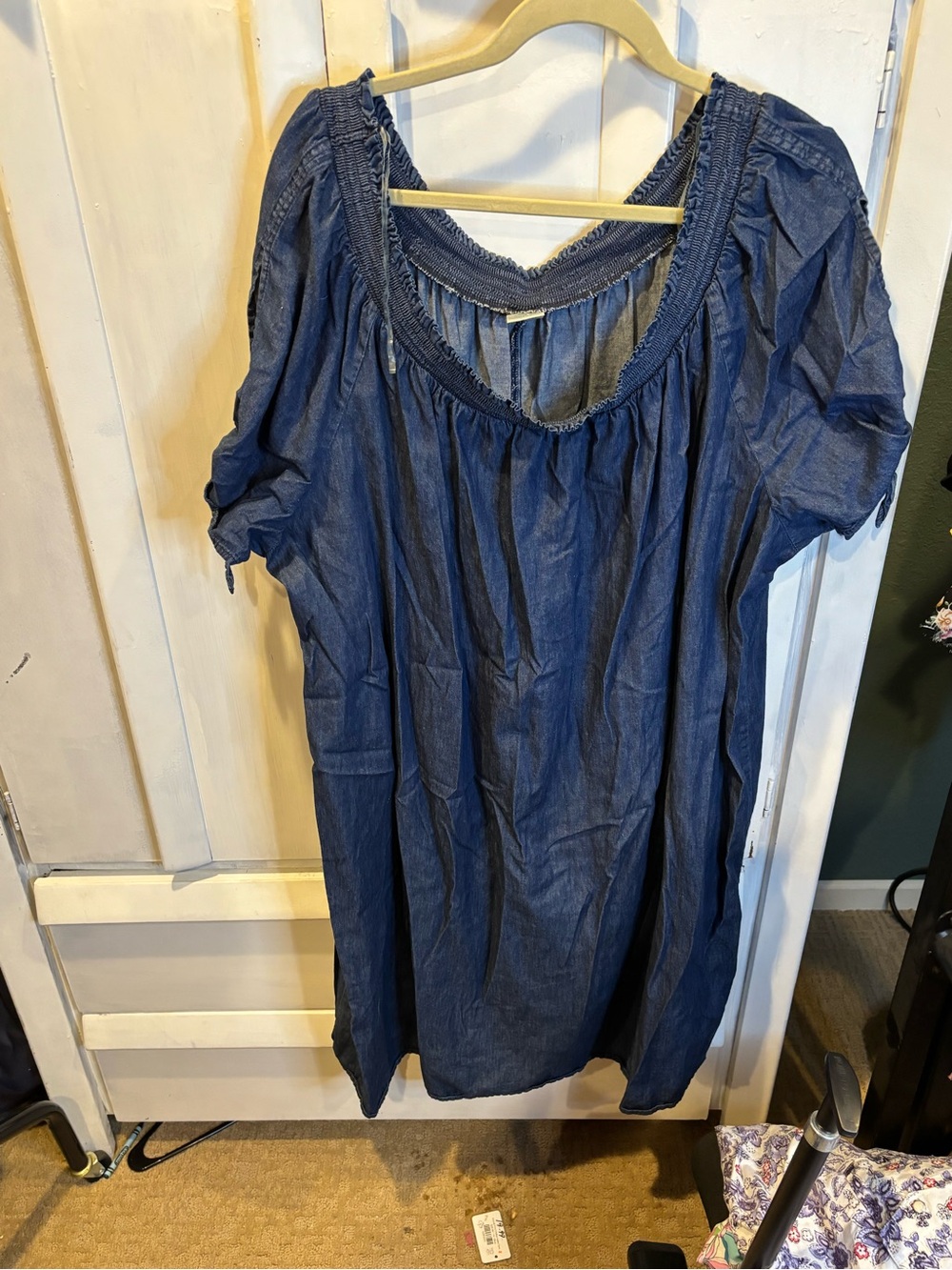 Terra & Sky Dark Blue Smocked Neck Tunic